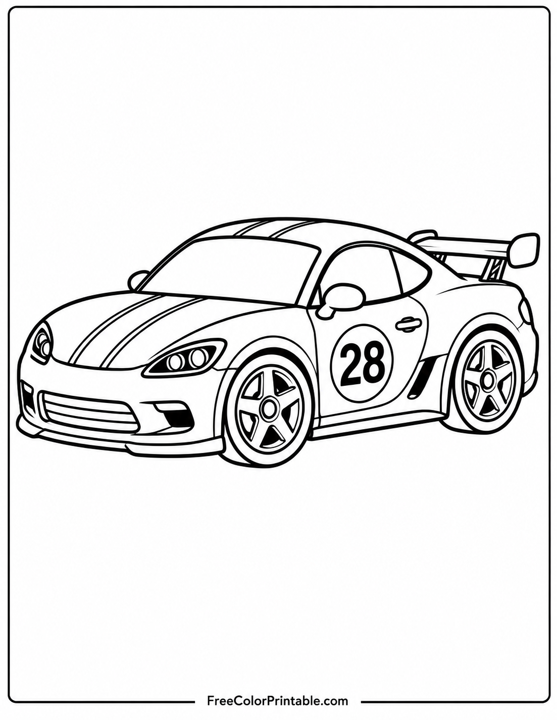 A speed race car coloring page Coloring Page — Free Printable — free printable coloring page
